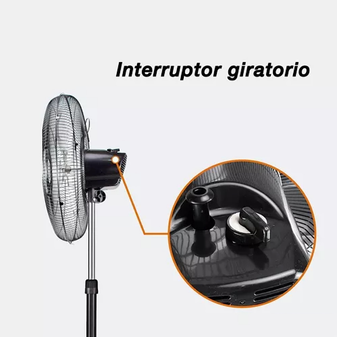 Ventilador Pedestal Mytek Modelo 3398 20 Pulgadas Metal Negro