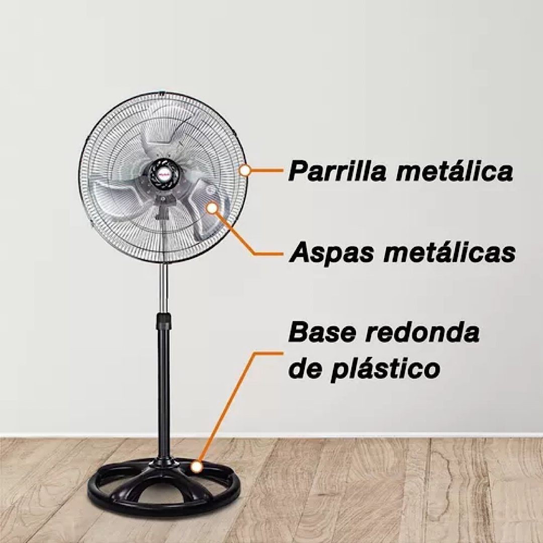 Ventilador Pedestal Mytek Modelo 3398 20 Pulgadas Metal Negro