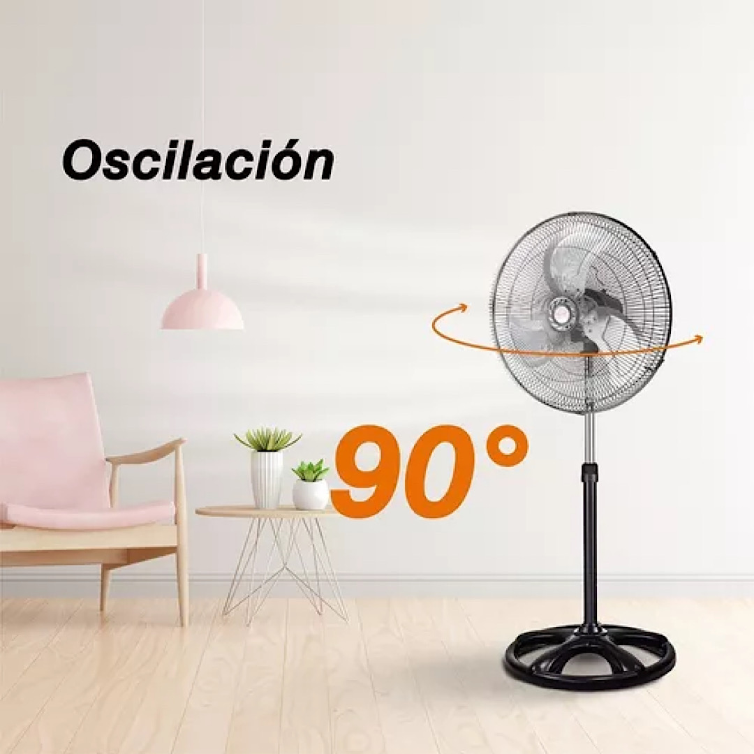 Ventilador Pedestal Mytek Modelo 3398 20 Pulgadas Metal Negro