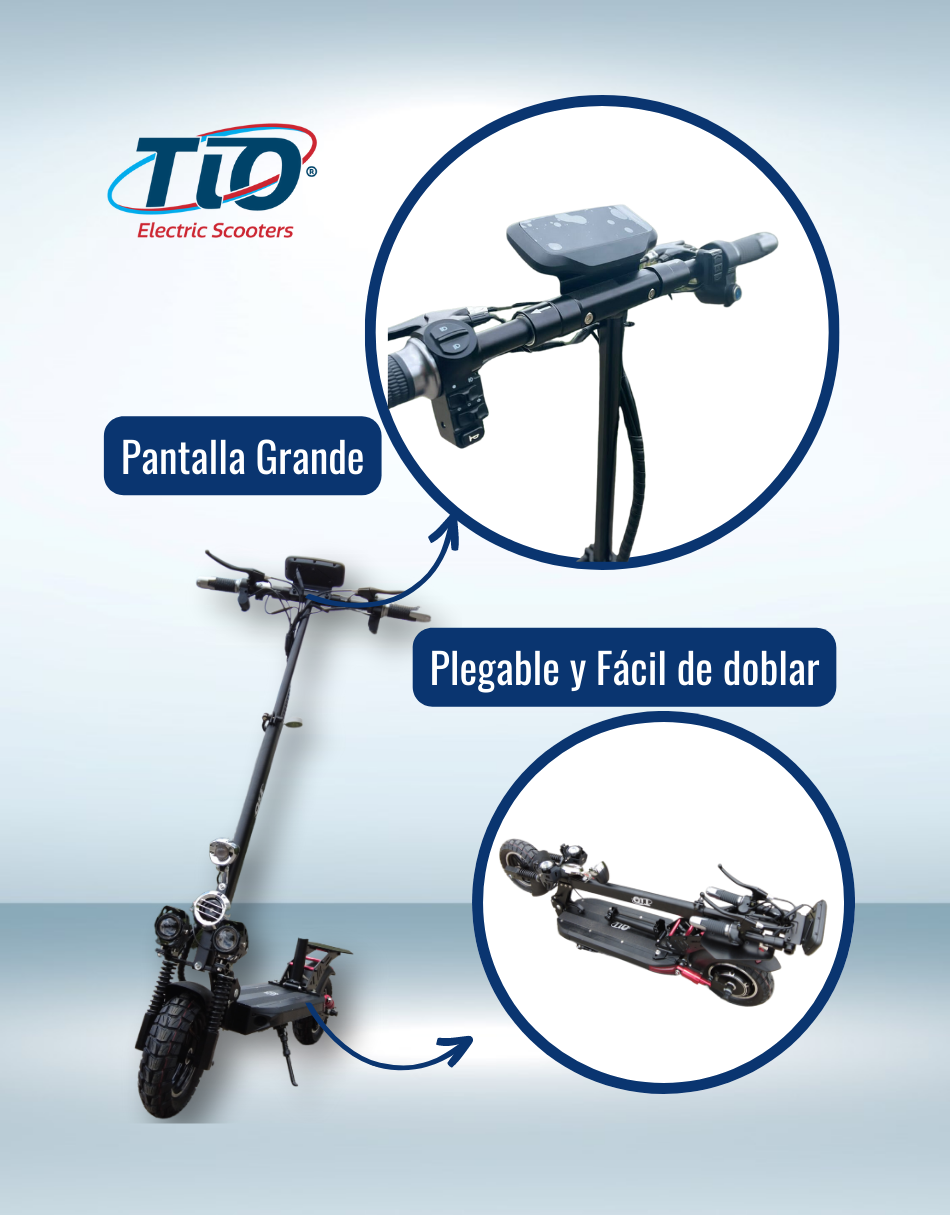 Scooter Eléctrico TIO T01S Pro 56km/h Patín Eléctrico Adulto Plegable con Asiento Removible