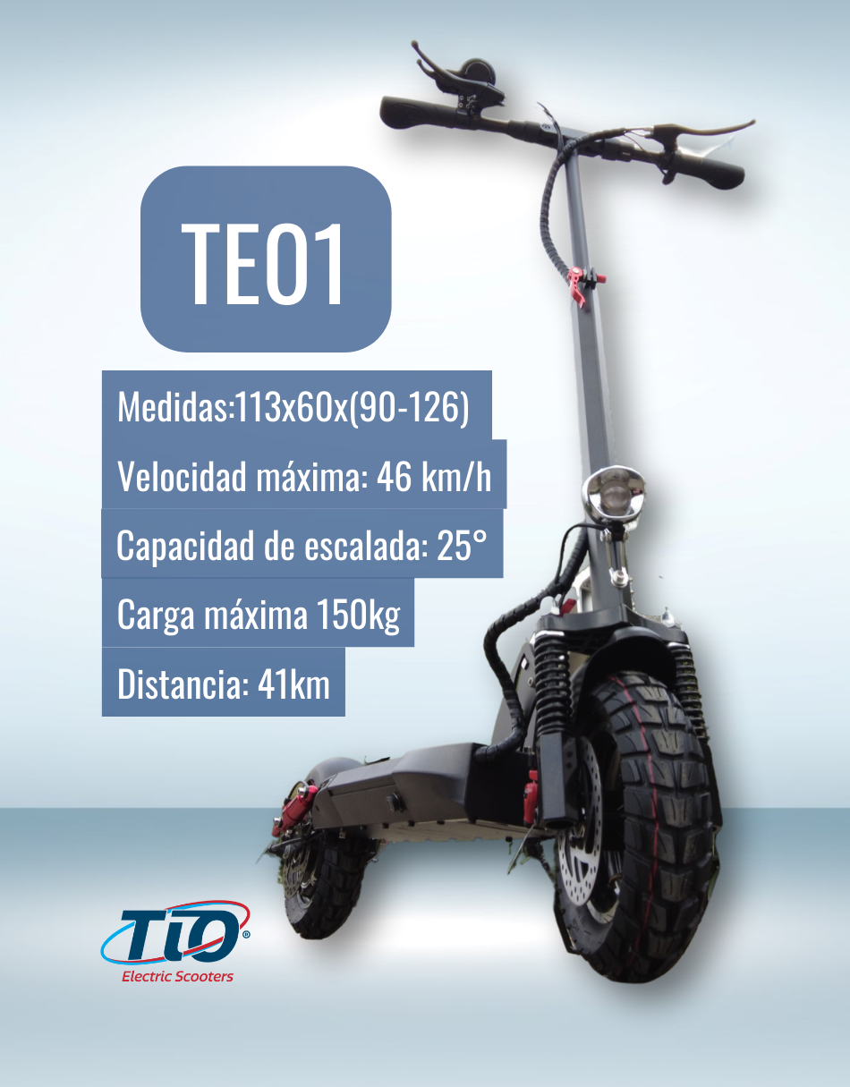Scooter Eléctrico TIO T01 46km/h Patín Eléctrico Adulto Plegable 41km con Asiento Removible