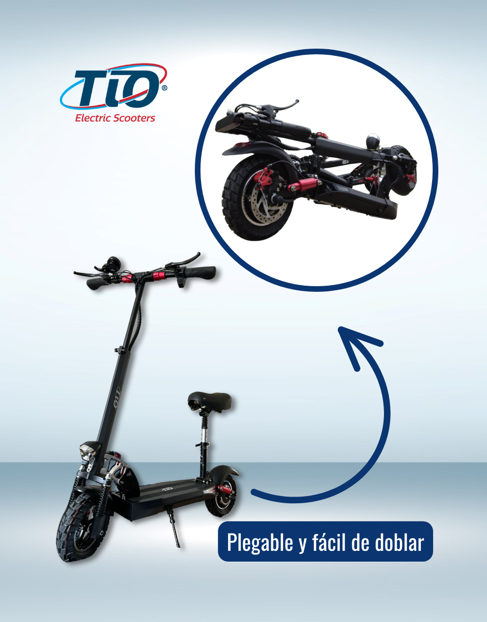 Scooter Eléctrico TIO T01 46km/h Patín Eléctrico Adulto Plegable 41km con Asiento Removible