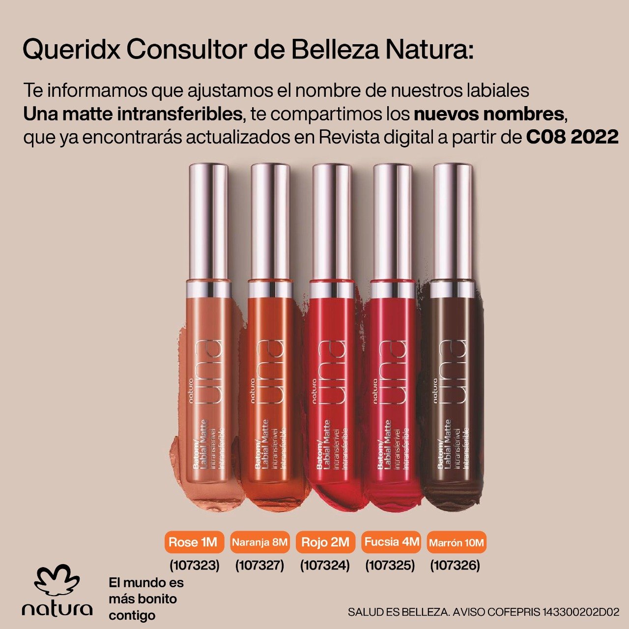 Labial Matte Intransferible Marrom 10M Una Natura 8ml