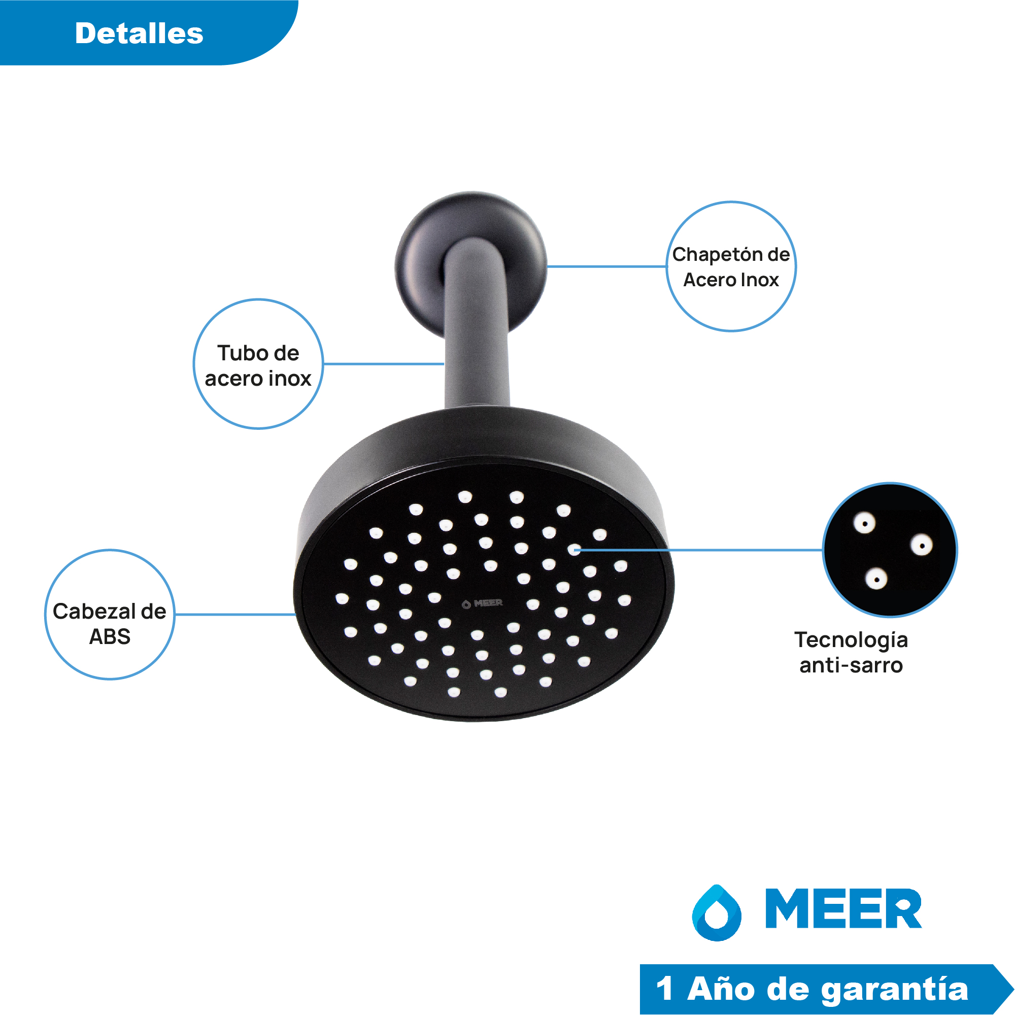 CNX Regadera para Baño con Brazo y Chapetón de Acero Inoxidable Incluidos