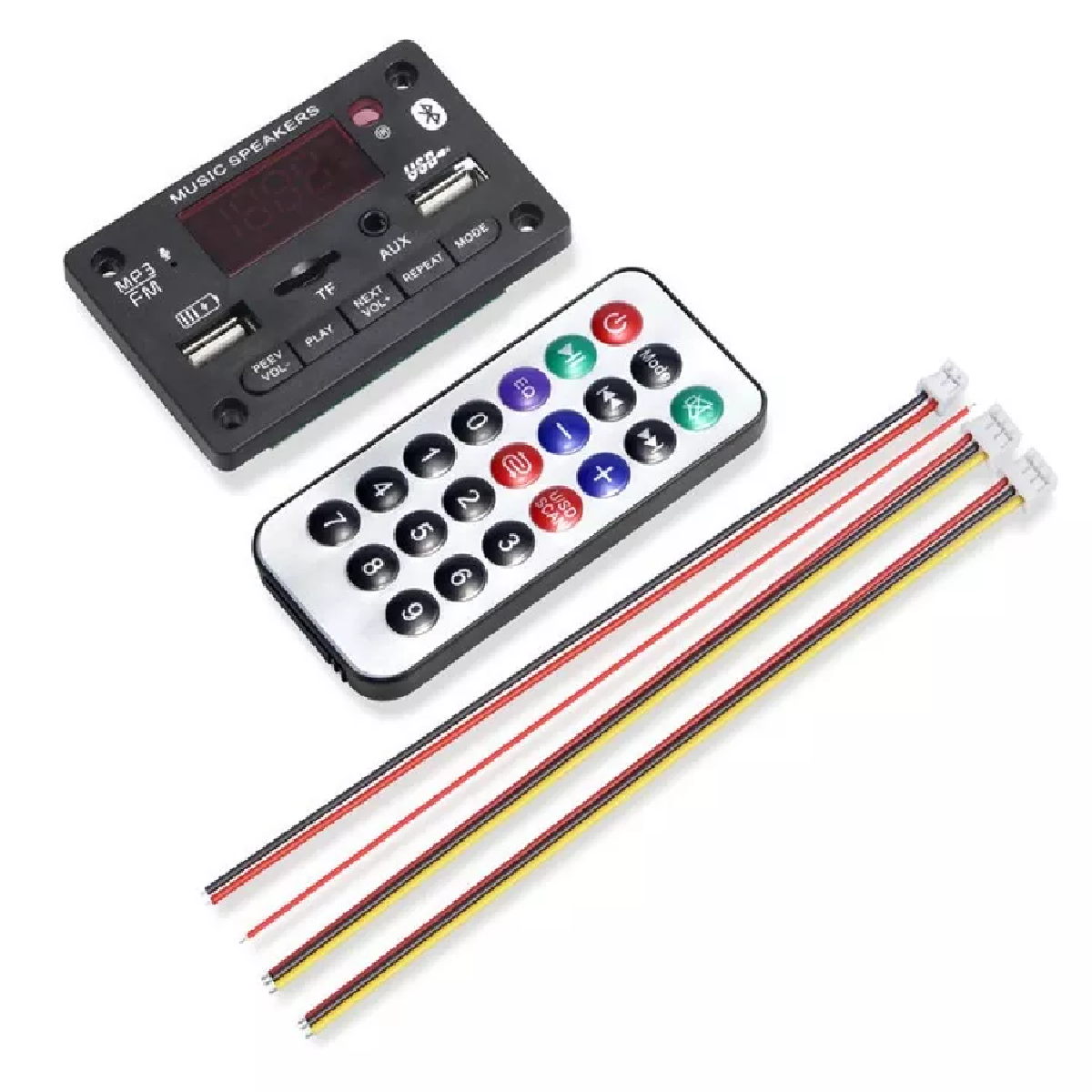 Modulo Rep Audio Bluetooth Mp3 Usb Aux Fm Microfono 5 voltios Negro