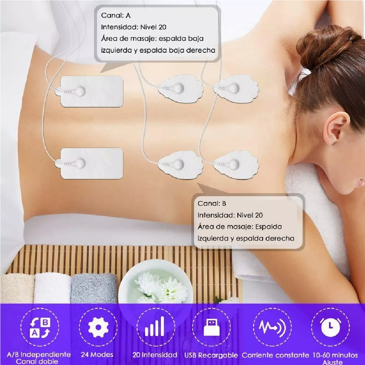 Electroestimulador De Pulso Recargable 24 Modos