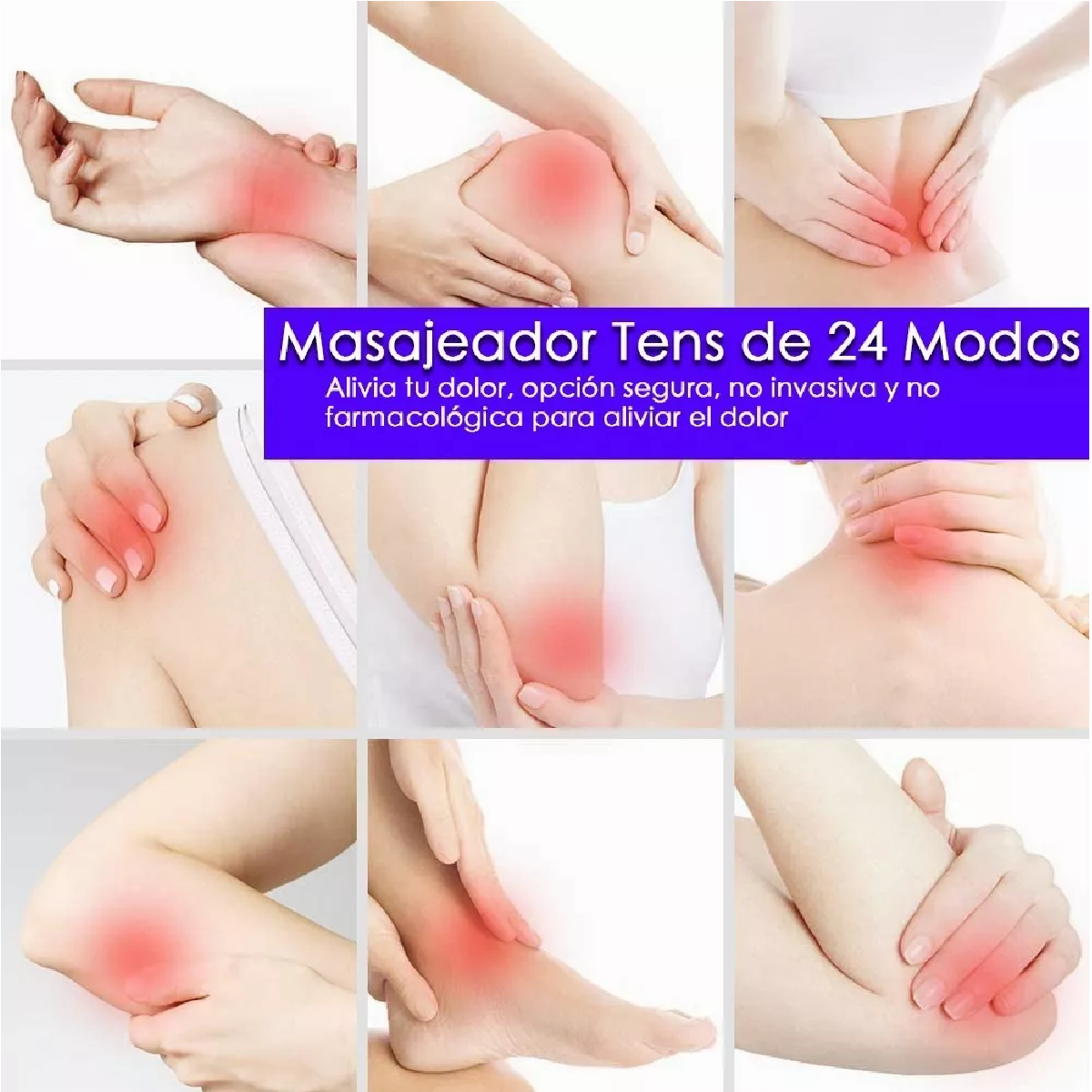 TENS EMS - Estimulador muscular con 24 modos, doble canal, masajeador de  pulso recargable para espalda, cuello, alivio del dolor muscular. Con 12