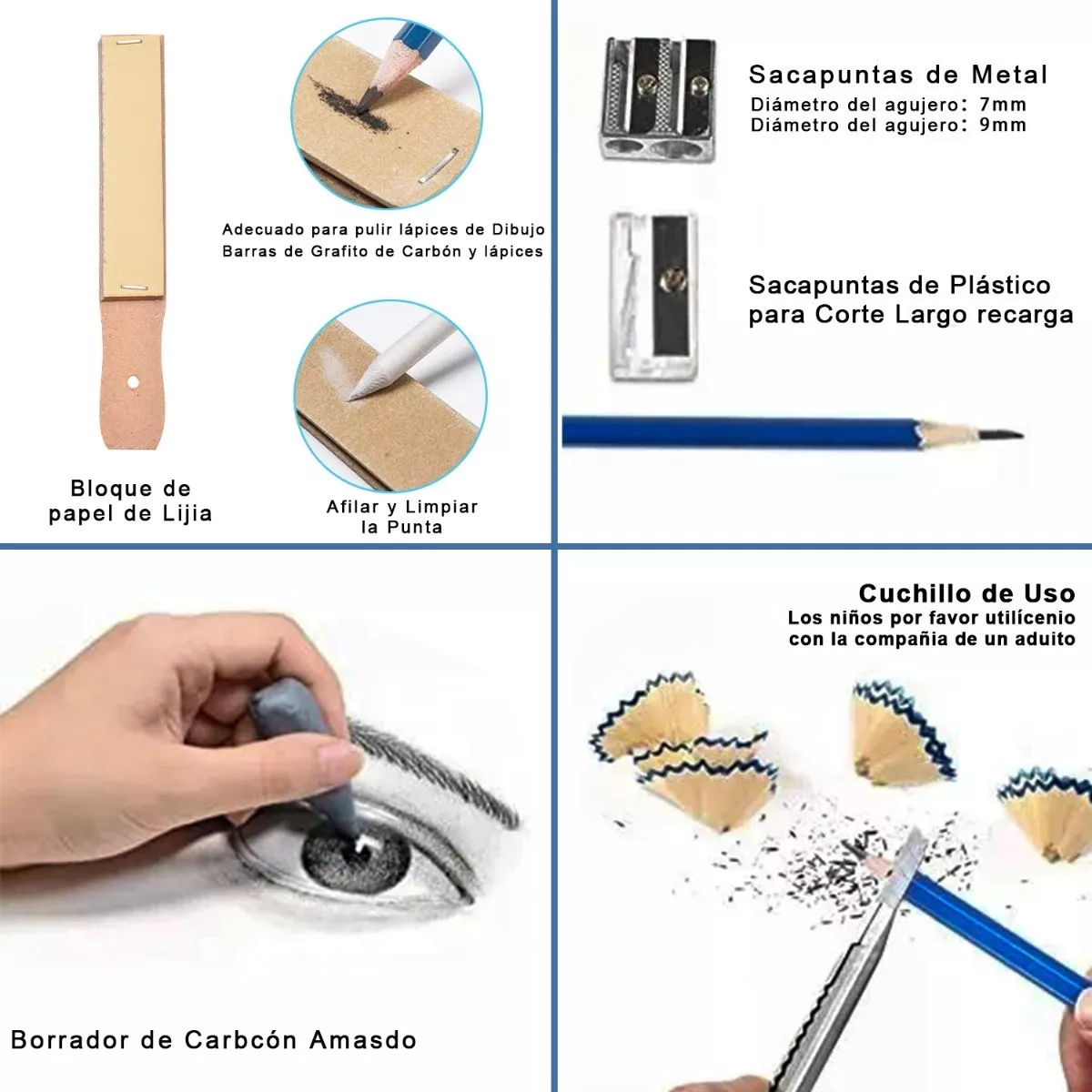 Kit 35 Piezas Profesional De Dibujo Con Lápices Hb 