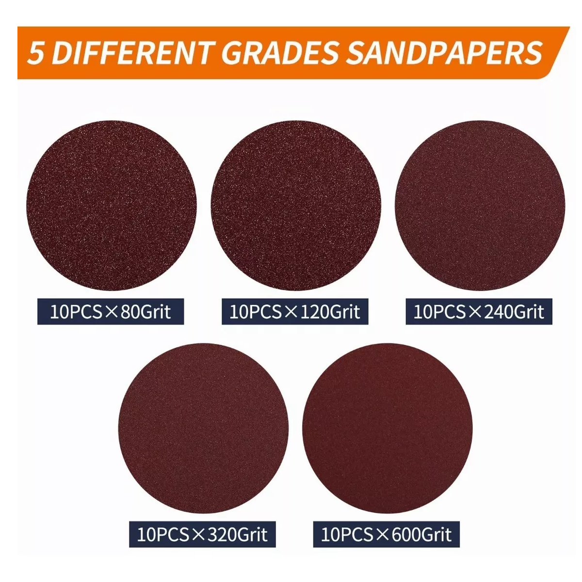 Set 100pzs Discos De Lijar Taladro Esmeril Adaptador 5 Inch