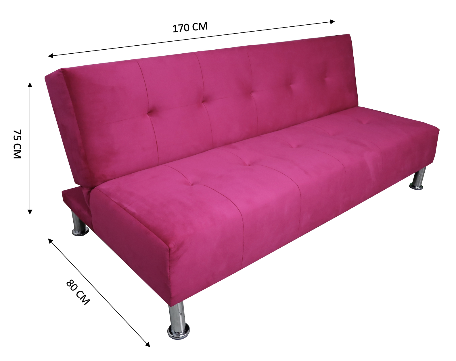 Sofa Cama Vegas Rosa Terciopelo, El Bazar Store, Reclinable 3 posiciones