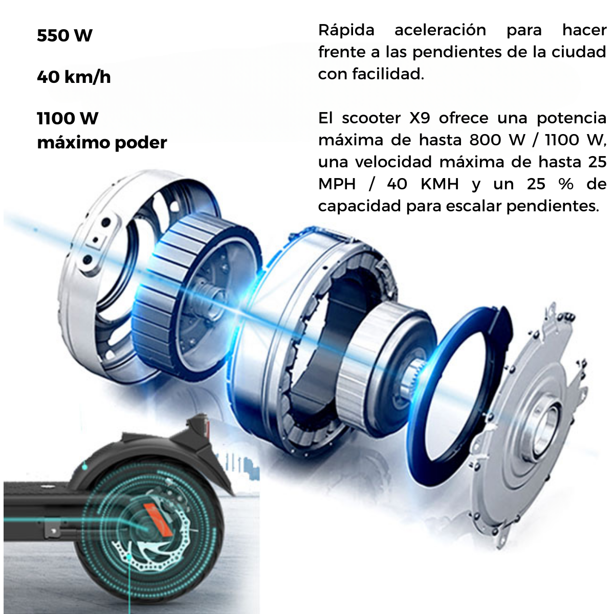 Scooter Eléctrico De Alto Rendimiento 40 Km/h Dosyu Modelo X9