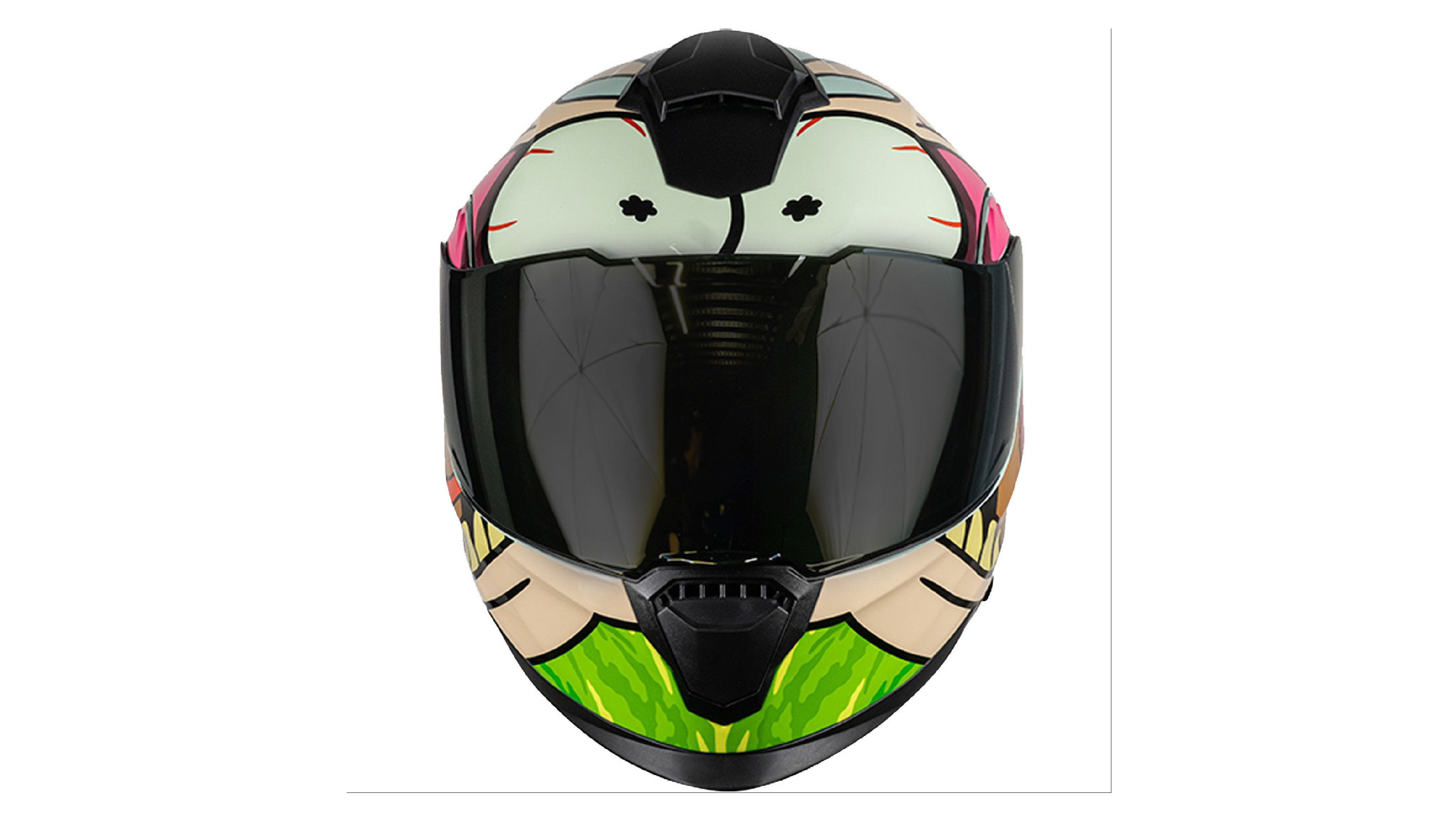 Casco KOV  Rick Y Morty Apex ABATIBLE para Moto FOTOLUMINISCENTE Certificado.