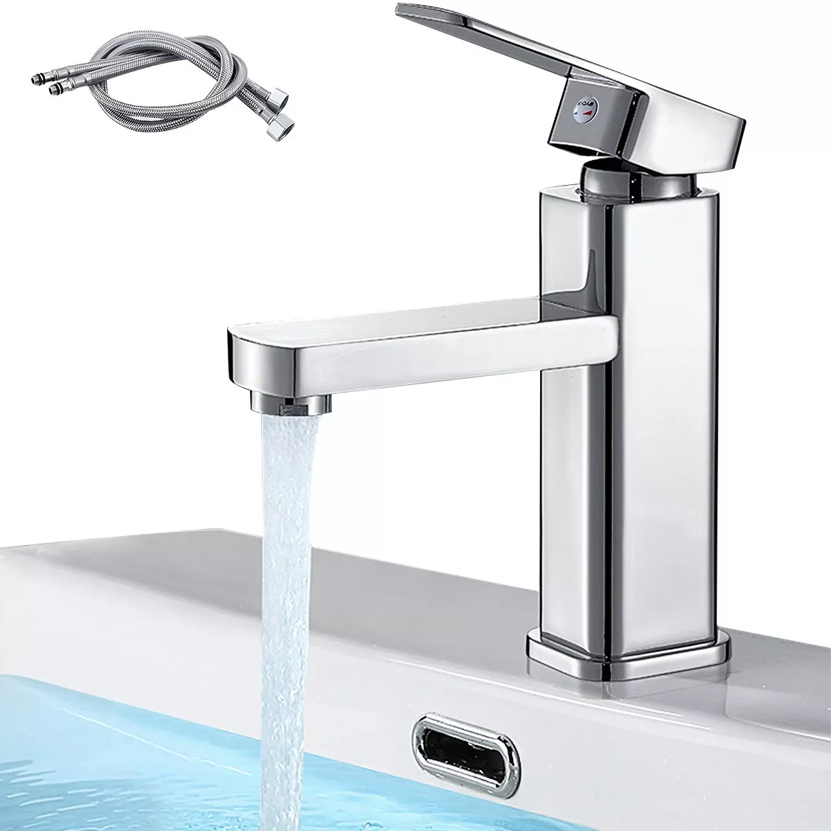 Grifo Baño Llave Monomando Fregadero Mezcladora Inoxidable Plata