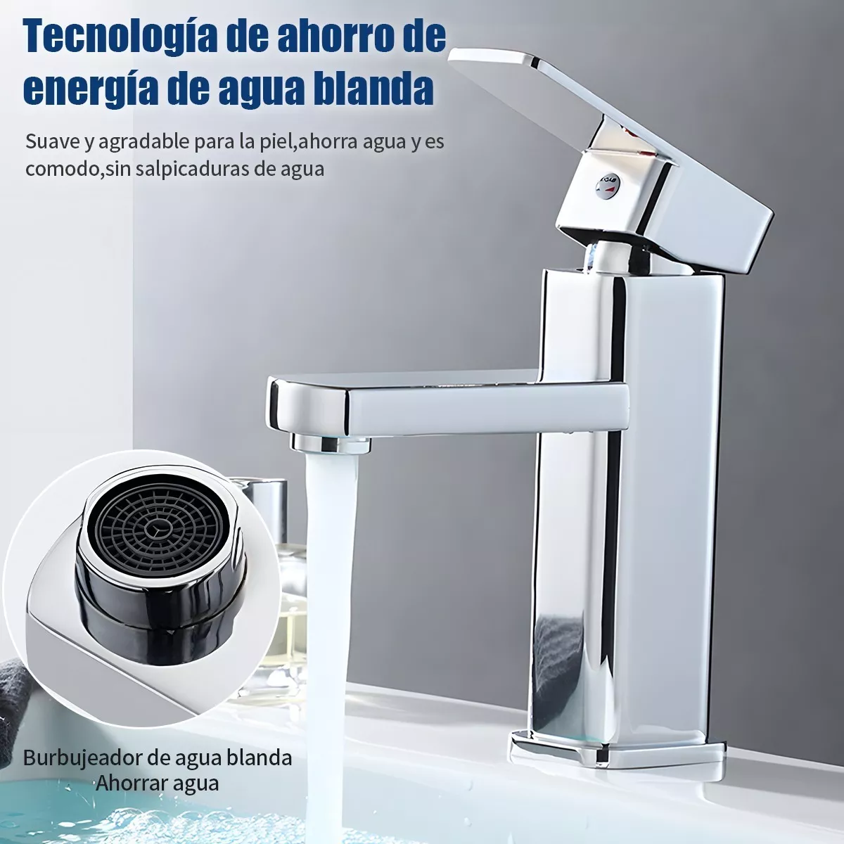 Grifo Baño Llave Monomando Fregadero Mezcladora Inoxidable Plata
