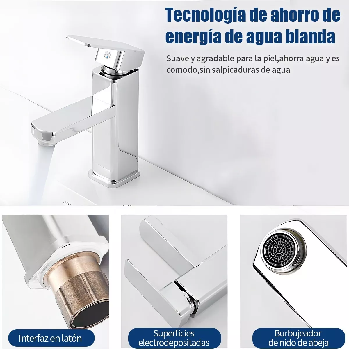 Grifo Baño Llave Monomando Fregadero Mezcladora Inoxidable Plata