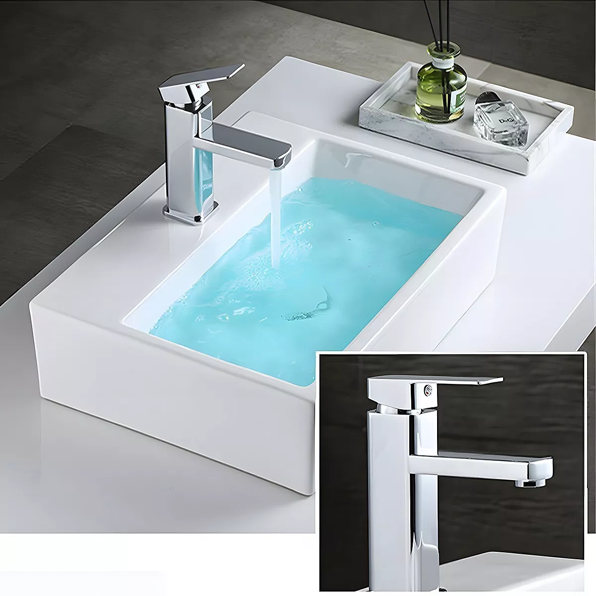Grifo Baño Llave Monomando Fregadero Mezcladora Inoxidable Plata