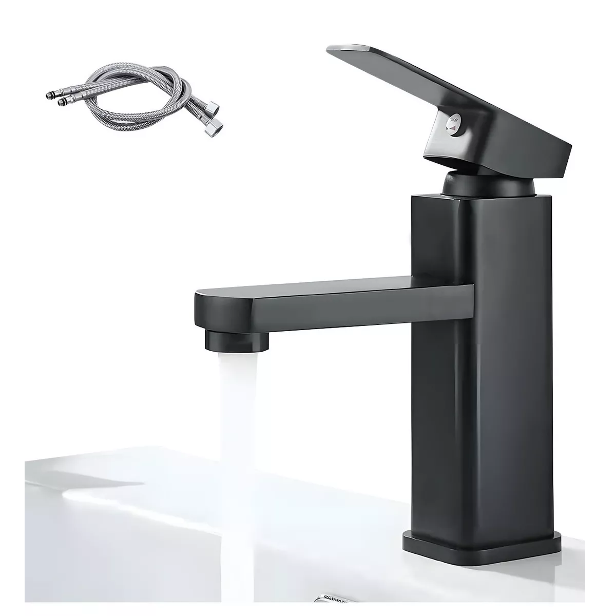 Grifo Baño Llave Monomando Fregadero Mezcladora Inoxidable Negro