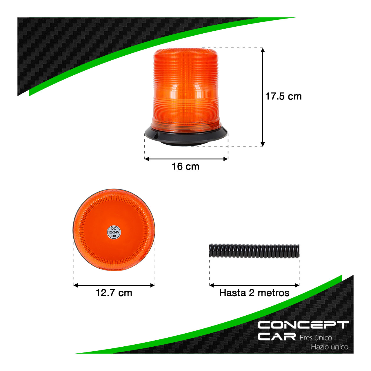 Torreta 80 Led Estrobo Giratorio Seguridad Base Iman 12-24v