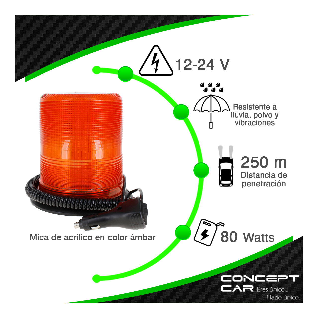 Torreta 80 Led Estrobo Giratorio Seguridad Base Iman 12-24v