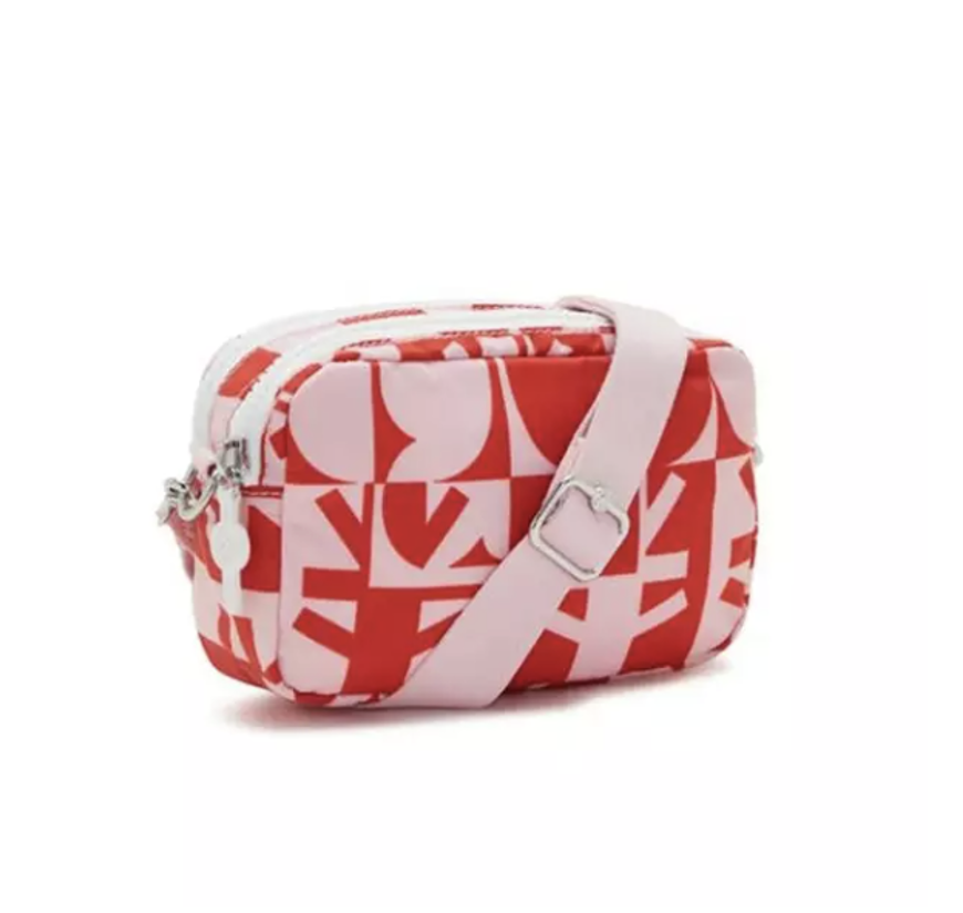 Bolsa Crossbody Kipling Minju, color rosa con rojo