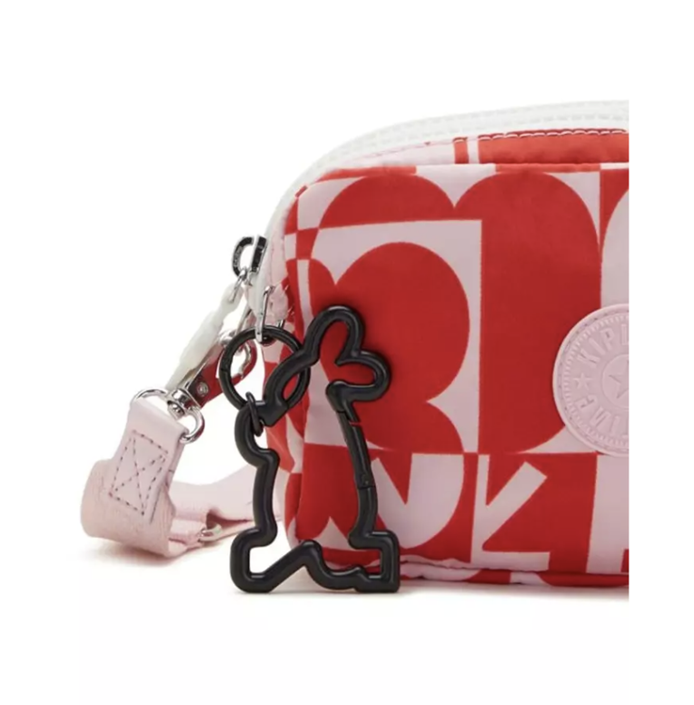 Bolsa Crossbody Kipling Minju, color rosa con rojo