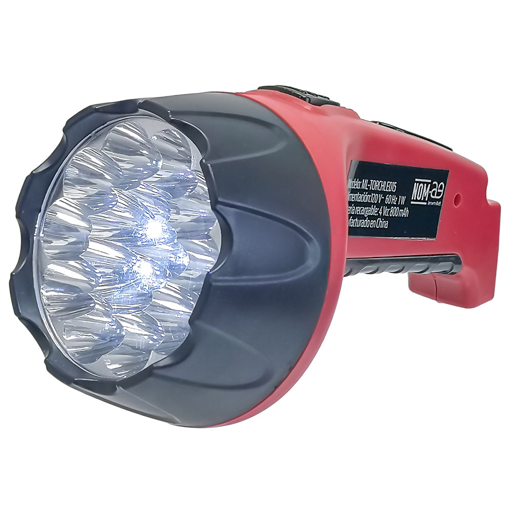 Lampara de Emergencia Recargable con Gran Potencia de Iluminación de 15 Luces Leds Ultrabrillantes y Focalizadas Master ML-TORCHLED15