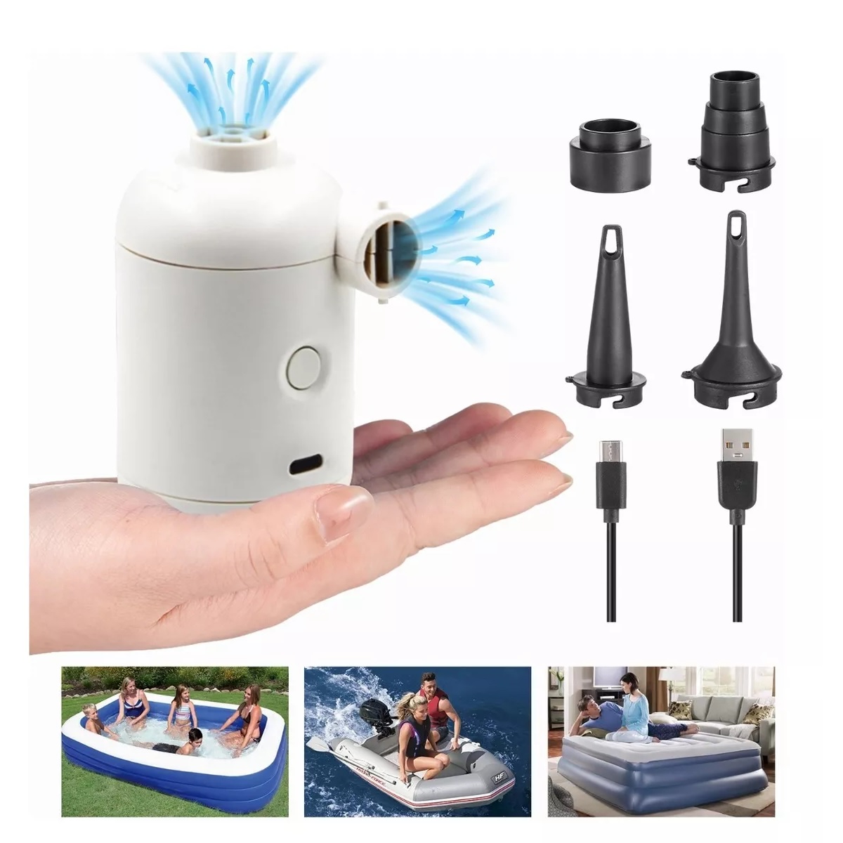 Inflador Eléctrico Para Inflar Y Desinflar Colchones