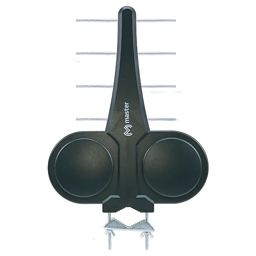 Antena Exterior para Sintonizar Señal de TV Abierta Fabricada con Materiales de Larga Duración y Proteccion a la Intemperie 5 Elementos y Amplificador de Señal Booster Master TVANT-HIGHDPRO