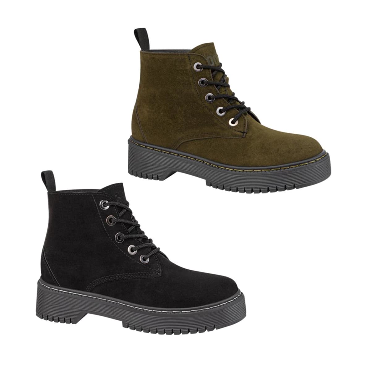 Kit de 2 pares de botas militares Kebo colores negro y verde militar, de gamuza, 1111279