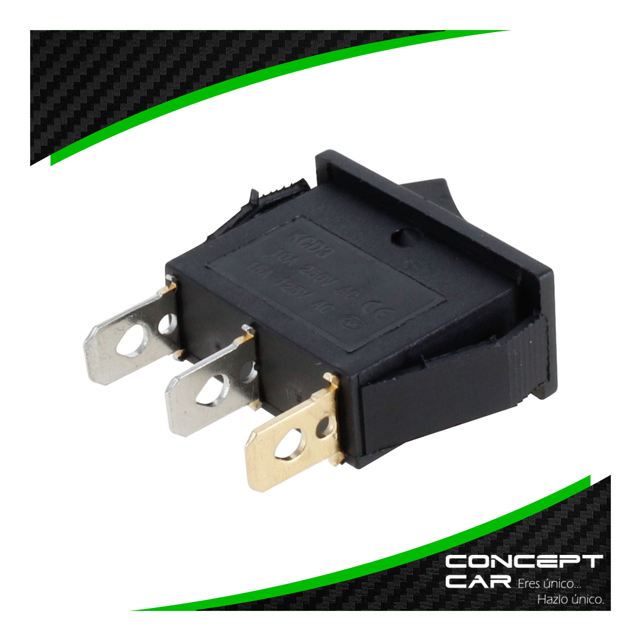 10 Switch Interruptor Encendido Rectangular Negro Rojo Con Luz