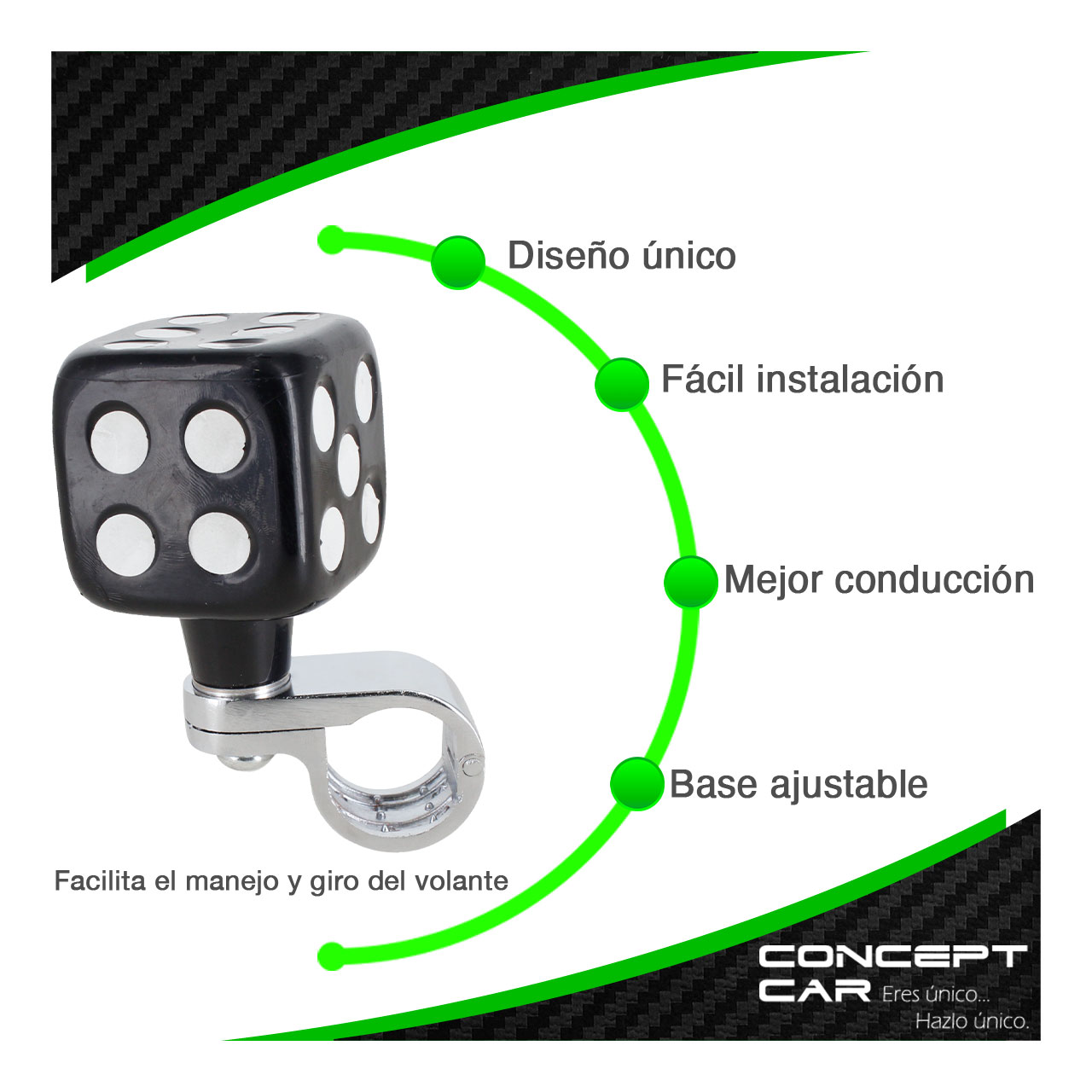Perilla Para Volante Universal Camion Trailer Diseño Dado