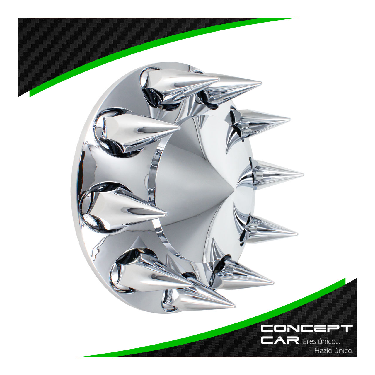 Bombin Cromado Tapa Masa Con Capuchones Unemon Delantero