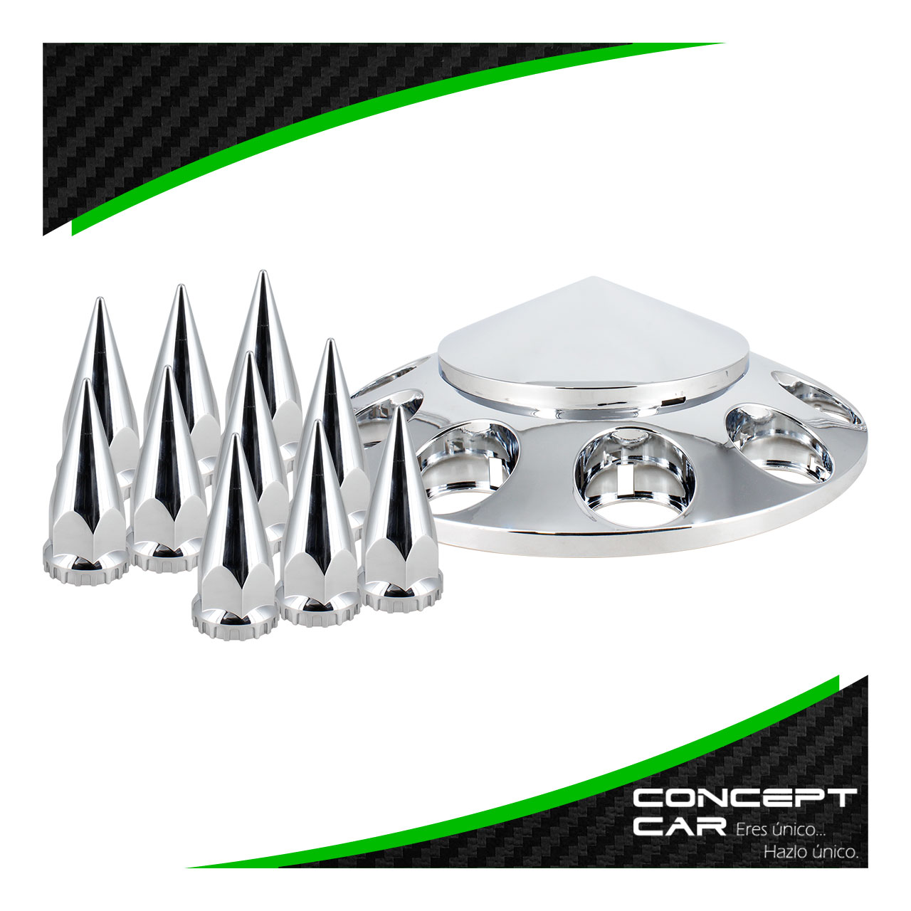 Bombin Cromado Tapa Masa Con Capuchones Unemon Delantero