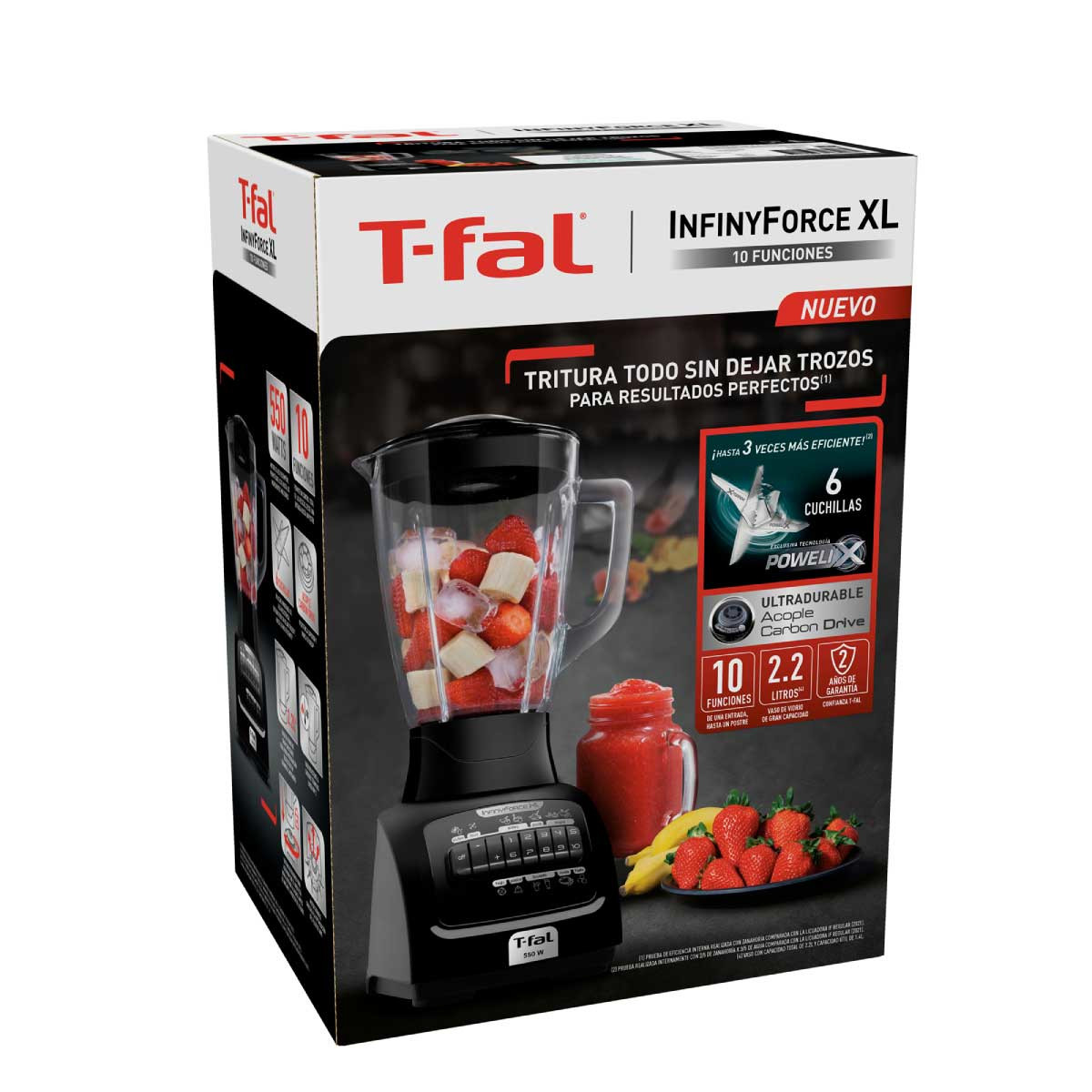 Licuadora TFAL Infinyforce XL Vidrio 2.2Lt 10Vel 6 Cuchillas