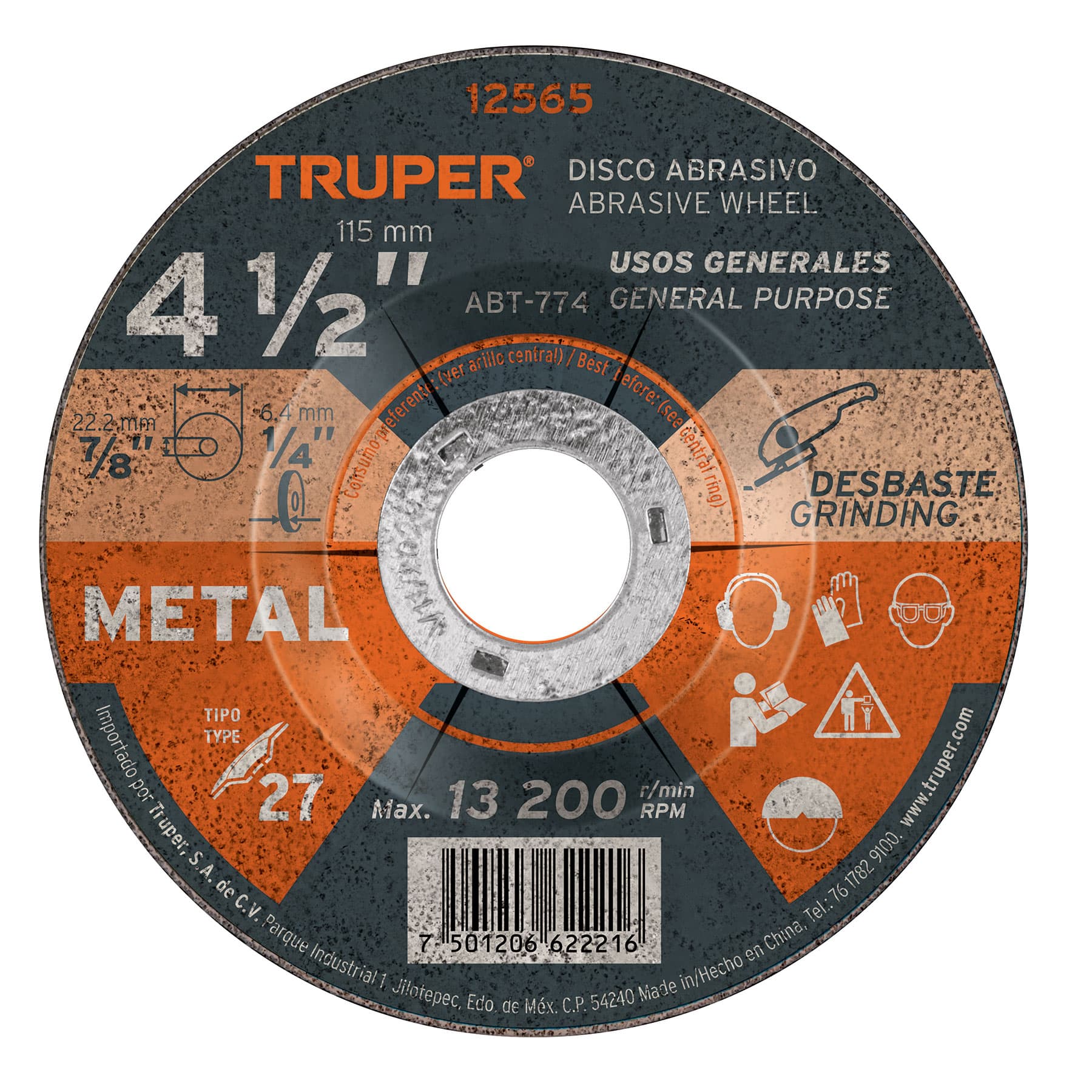 Esmeriladora Angular 4-1/2, +4 Discos Piedra Metal Desbaste.