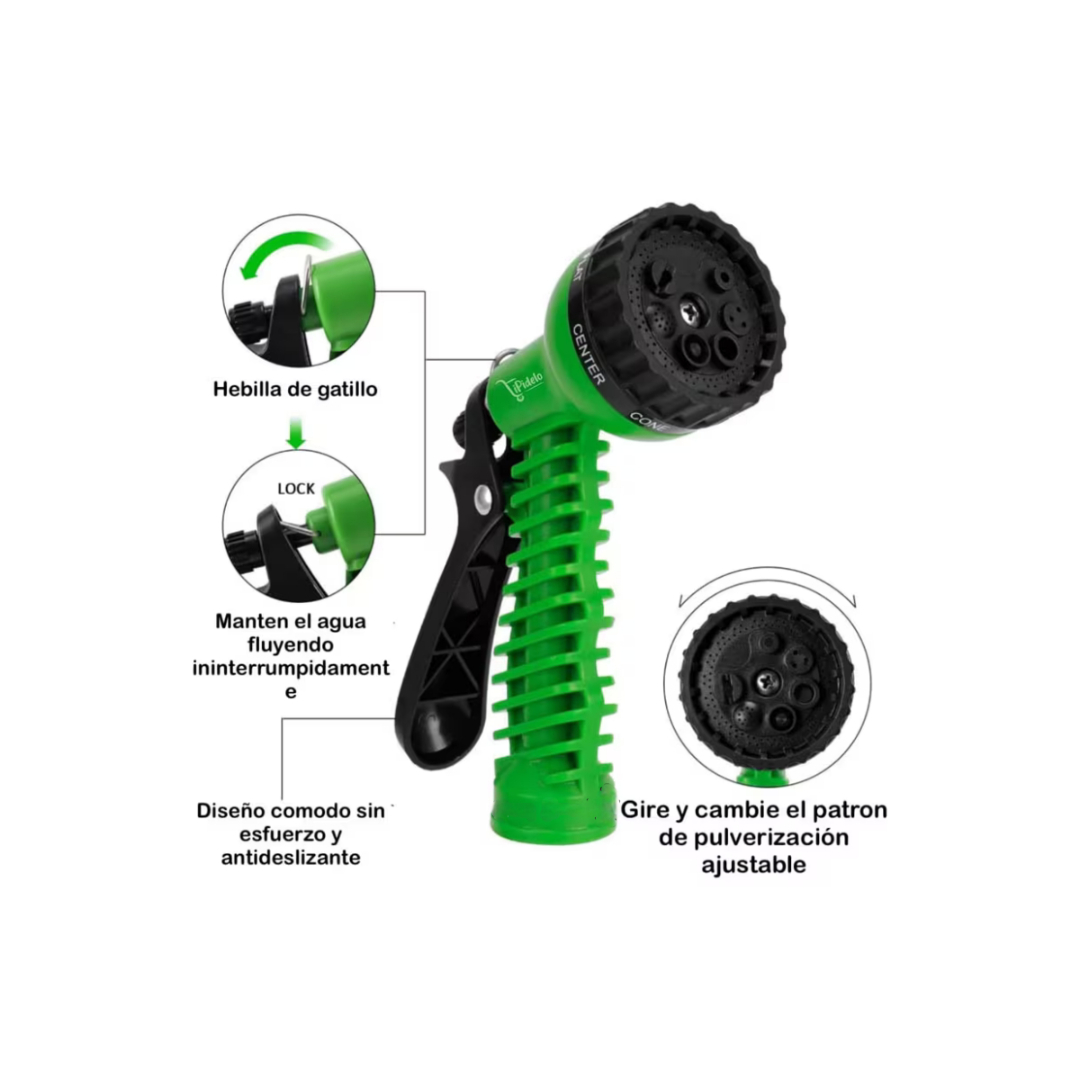 Manguera Expandible Retractil 15 Metros Color Verde