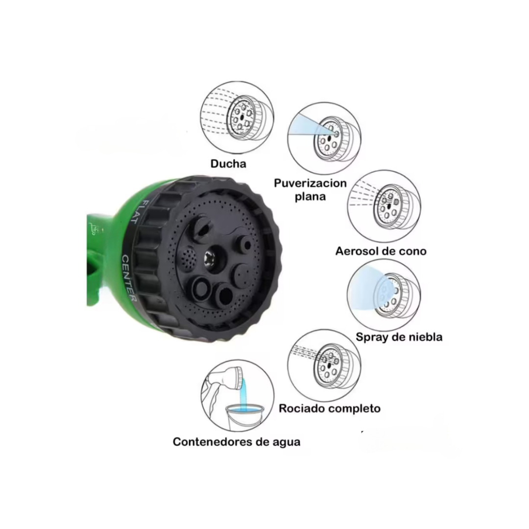 Manguera Expandible Retractil 15 Metros Color Verde