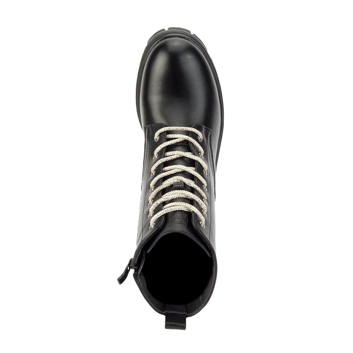 Botas militares negras Belinda Peregrin, con cordones con pedrería, mod. 1086443