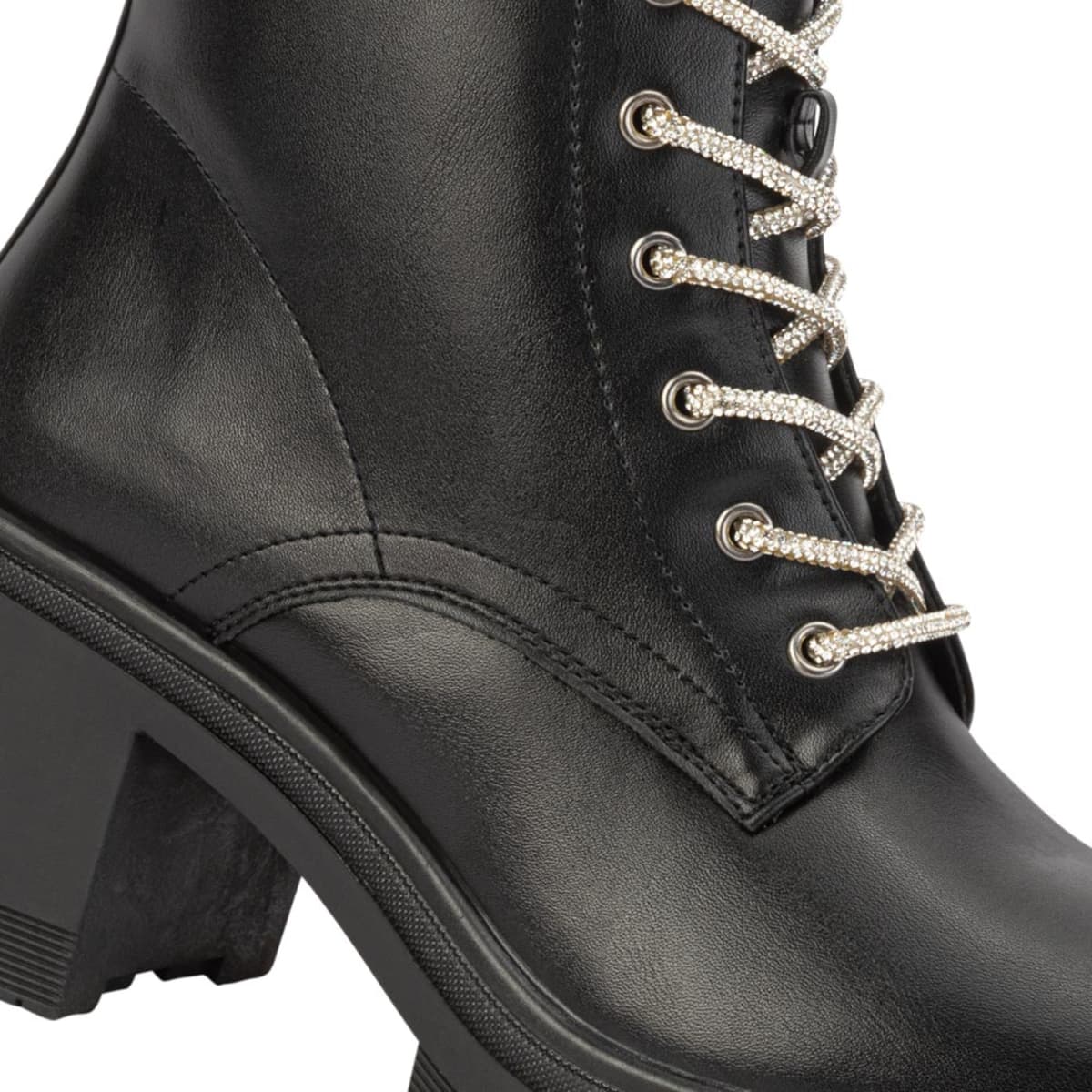Botas militares negras Belinda Peregrin, con cordones con pedrería, mod. 1086443