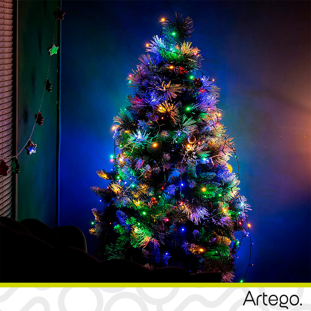 Luces serie de navidad 200 led interior exterior Decoración árbol de navidad eventos bodas LED christmas string lights con temporizador Artego Multicolor