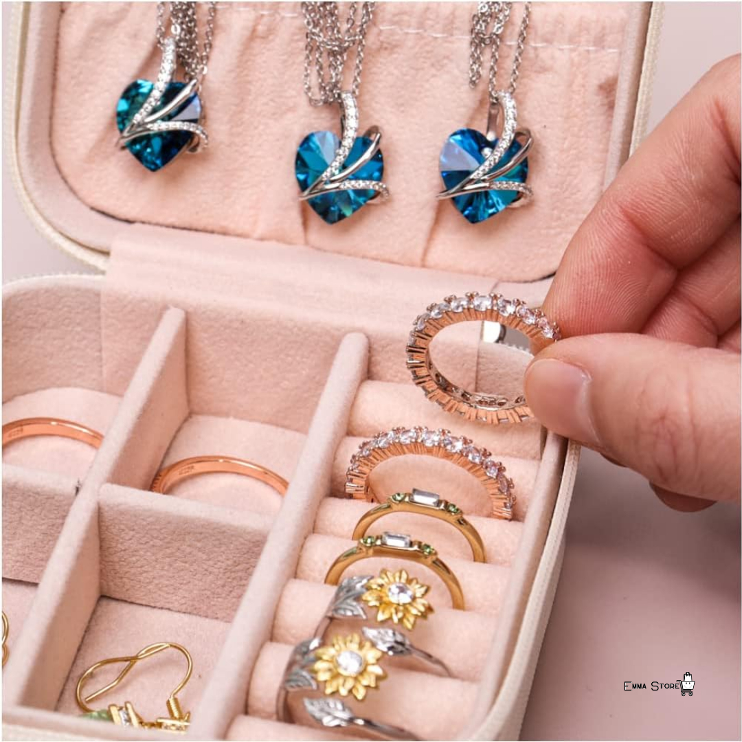 Mini Caja de Almacenamiento de Joyas Color Rosa, Soporte for Collares y Pendientes, Estuche de Viaje for Joyas, Organizador