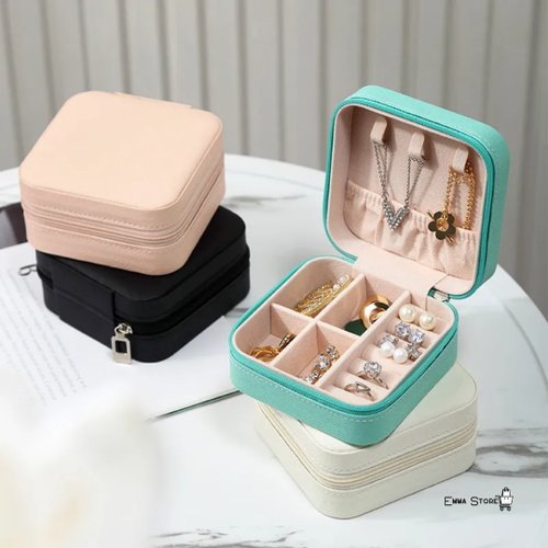 Mini Caja de Almacenamiento de Joyas Color Rosa, Soporte for Collares y  Pendientes, Estuche de Viaje