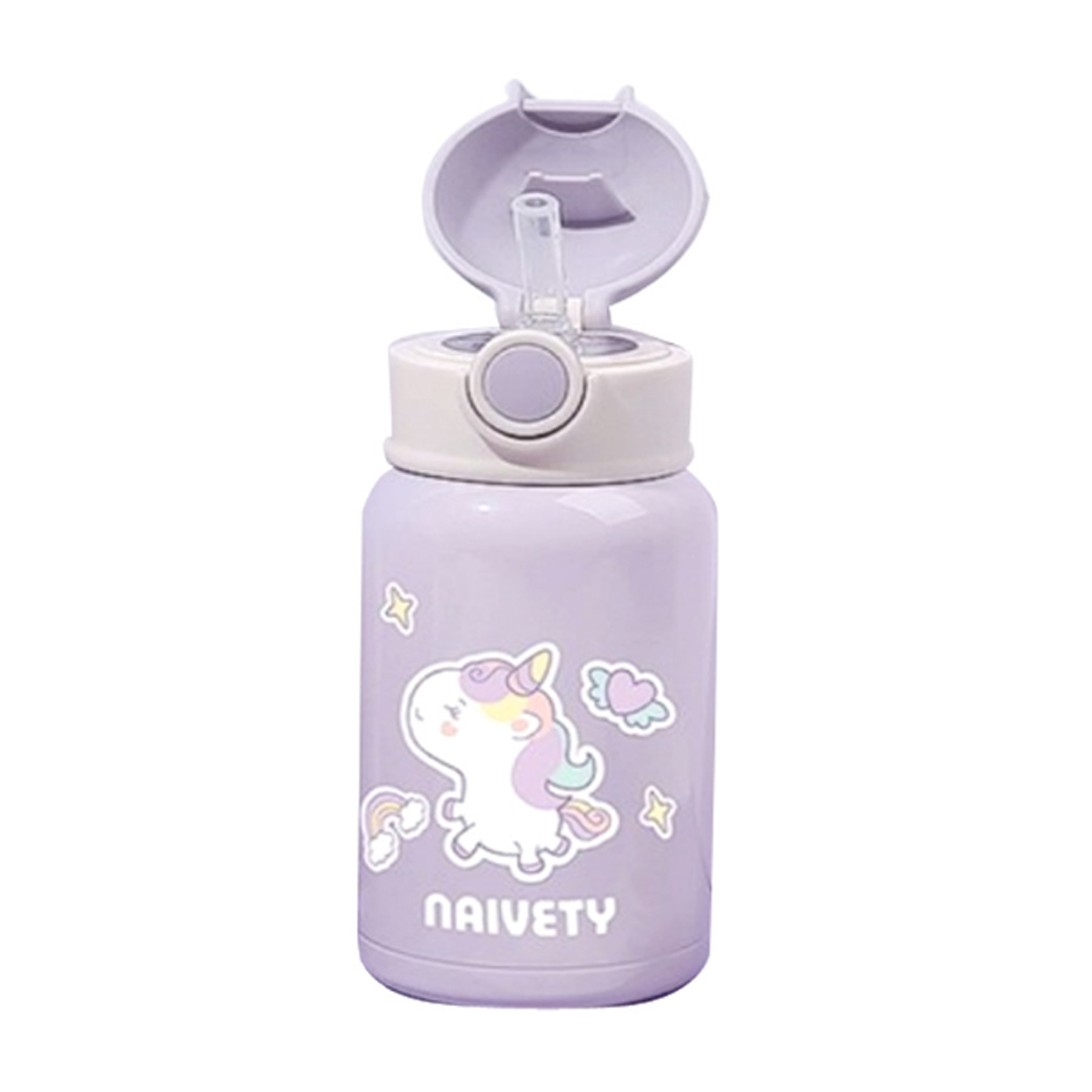 Termo Para Frio Y Caliente Niños Varios Diseños Morado Lila 2en1