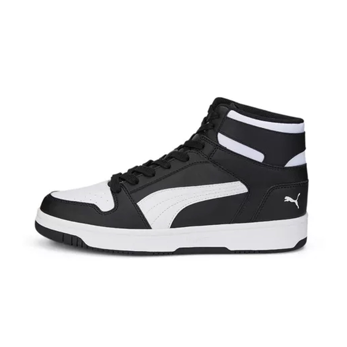 Tenis Puma Rebound Layup SL Jr Blanco Negro Botita Joven Casuales