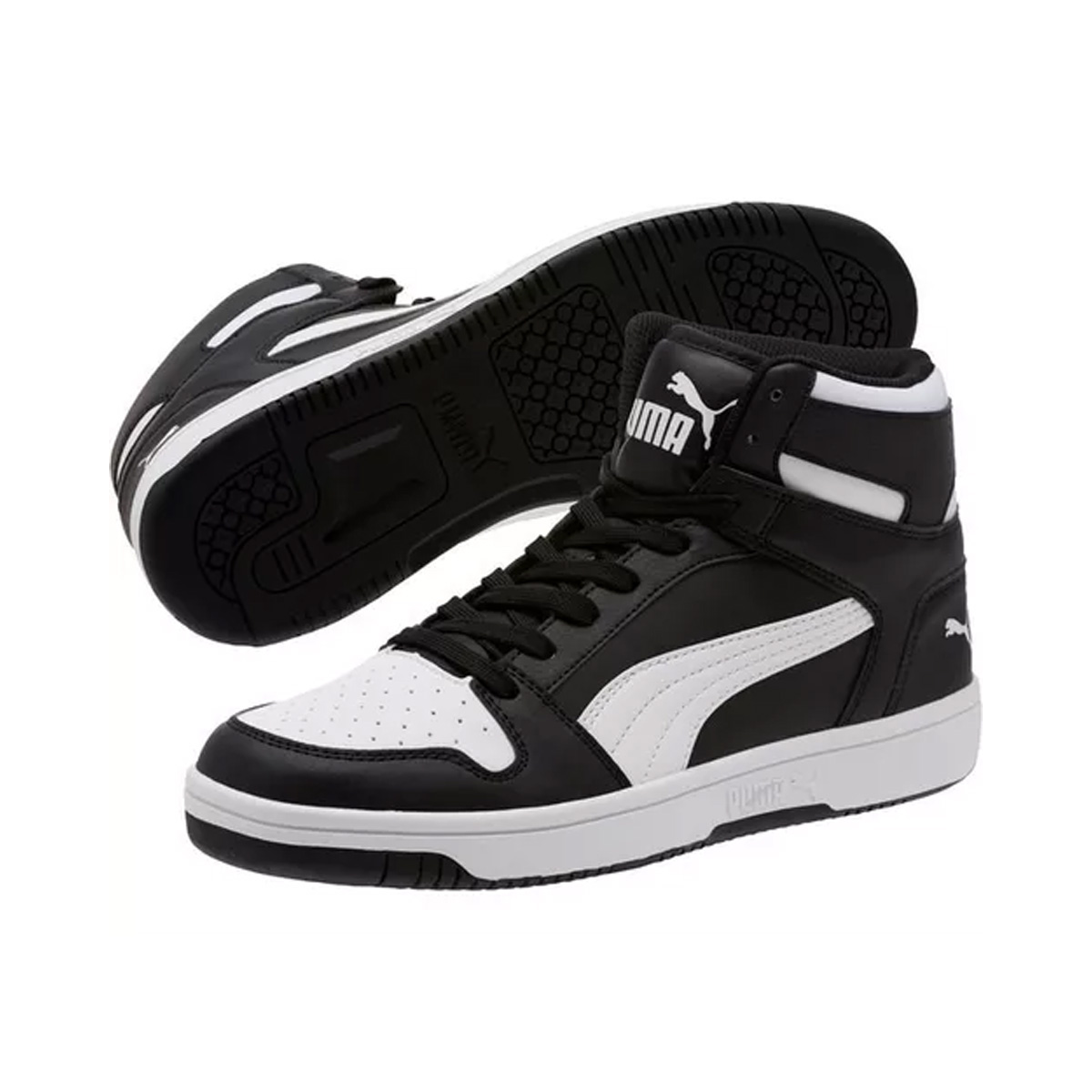Tenis Puma Rebound Layup  SL Jr Blanco Negro Botita Joven Casuales Originales