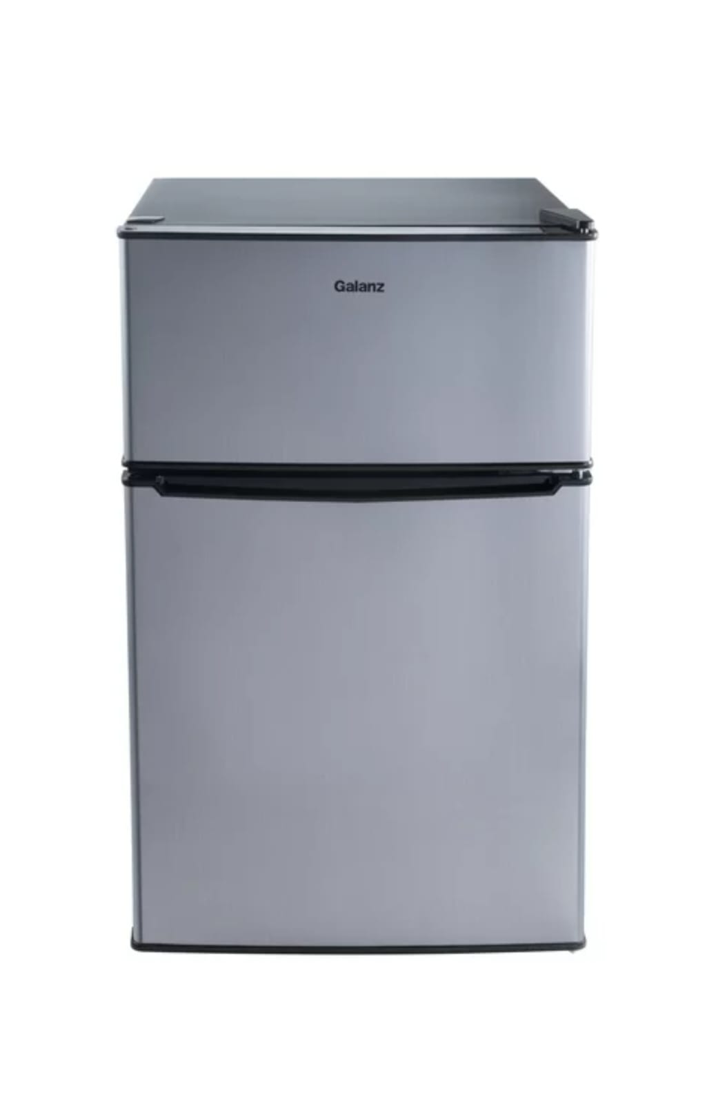 Galanz Minirefrigerador de dos puertas con congelador, 3.1 pies cúbicos, acero inoxidable,