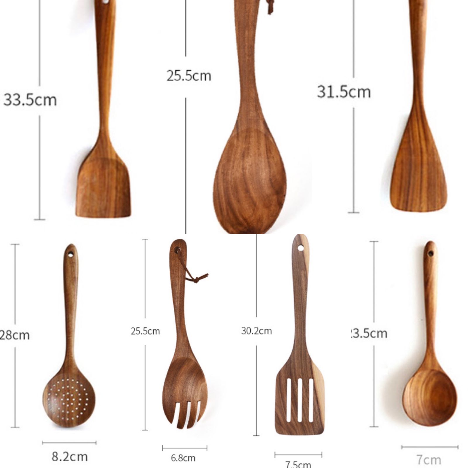 Juego De Utensilios De Madera Teca Para Cocinar. 9 Piezas