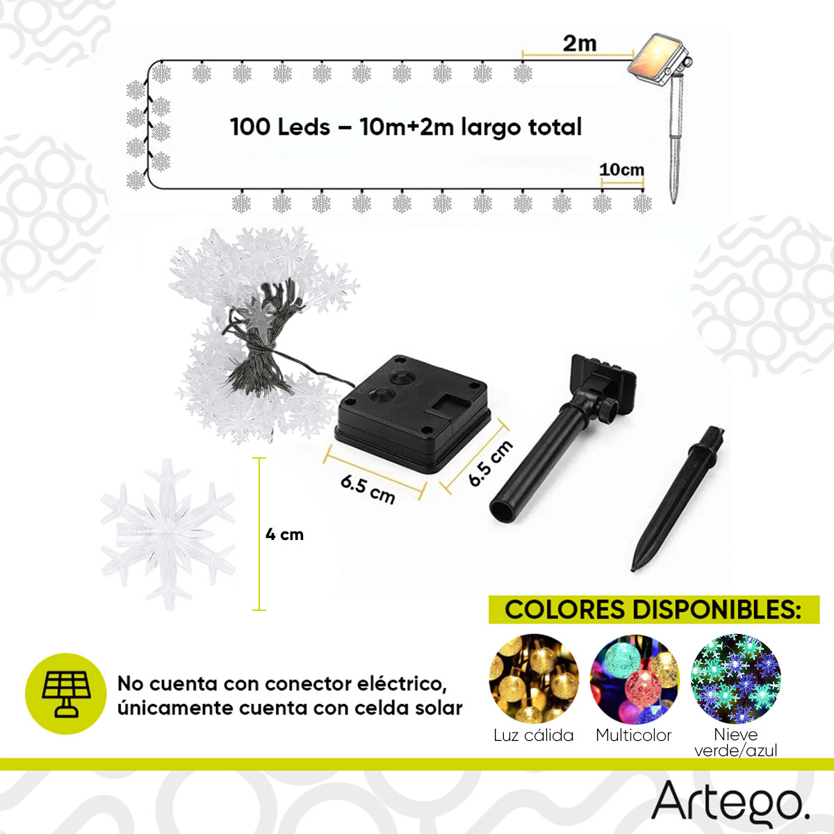 Luces de navidad solares 100 led esferas bola cristal copo de nieve snowflake style 8 modos de uso para exteriores Guirnalda de luces Copo de Nieve Azul Verde