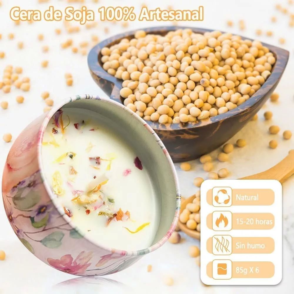 Velas Aromáticas Y Decorativas, 6 Pack De Velas De Cera Soya