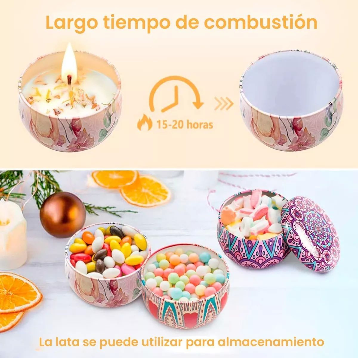 Velas Aromáticas Y Decorativas, 6 Pack De Velas De Cera Soya